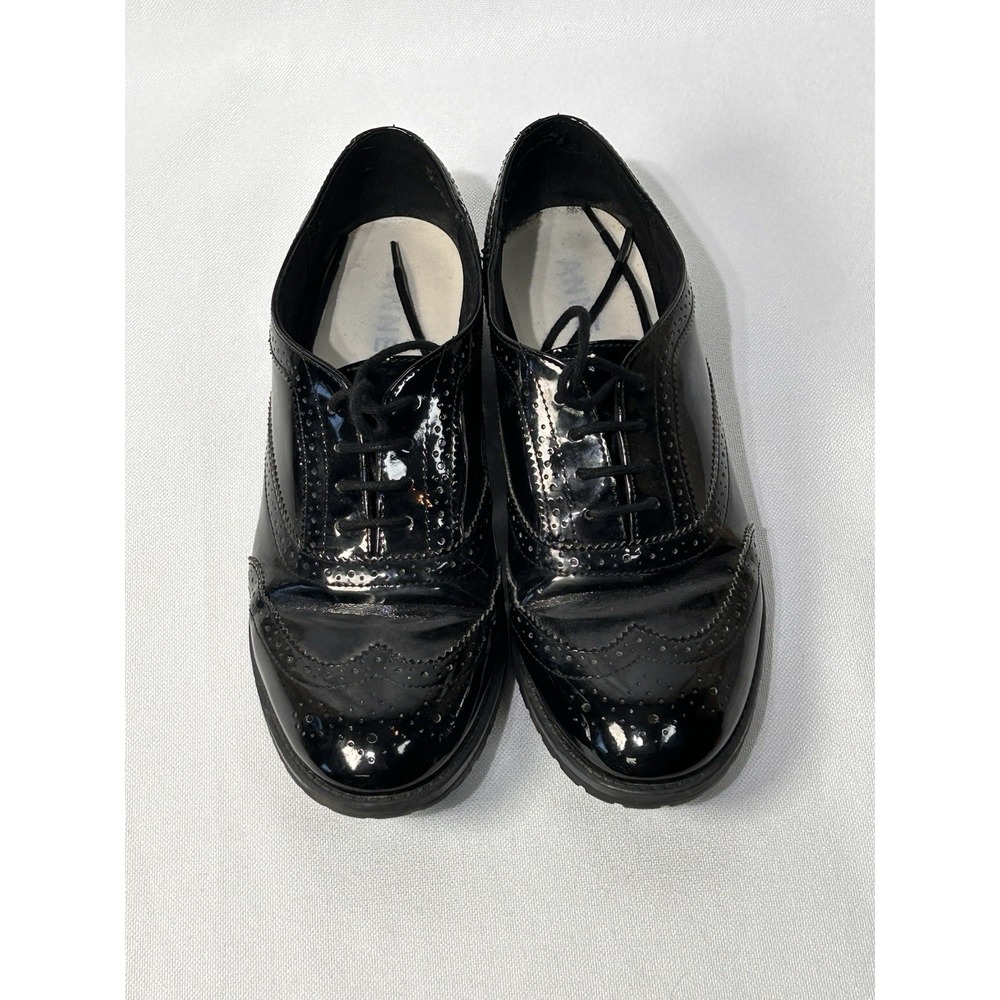 Ann Klein IFLEX Man Made Material Oxford Wing Tip 8M- BLACK GLOSS - Picture 2 of 8